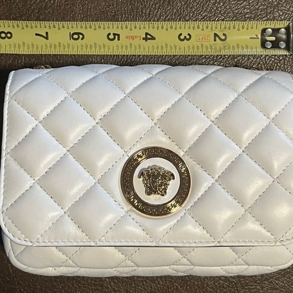 VERSACE WHITE NAPPA LEATHER QUILTED MEDUSA FLAP SHOULDER BAG BRAND NEW - Picture 15 of 16